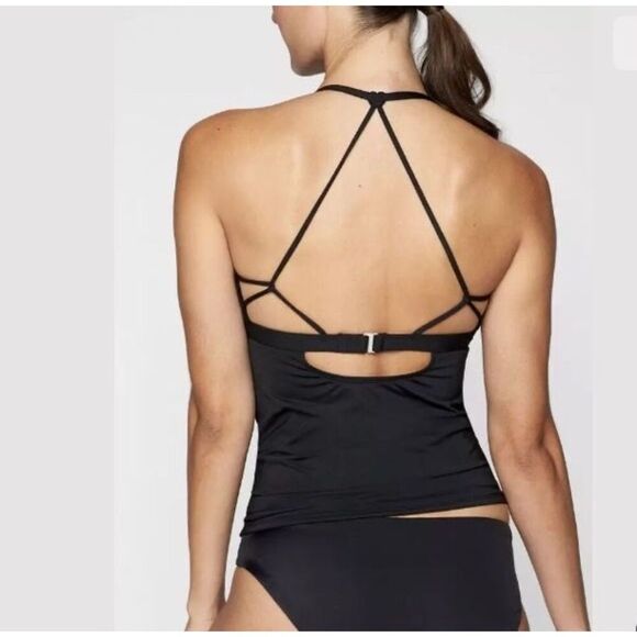 Athleta Women's Prism Back Tankini Size Medium Black Molded Cups Flattering - Picture 1 of 6